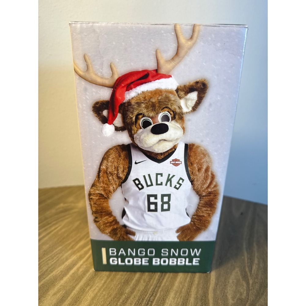 Milwaukee Bucks Bango Snow Globe 2019 Bobblehead White Green NBA Open Box